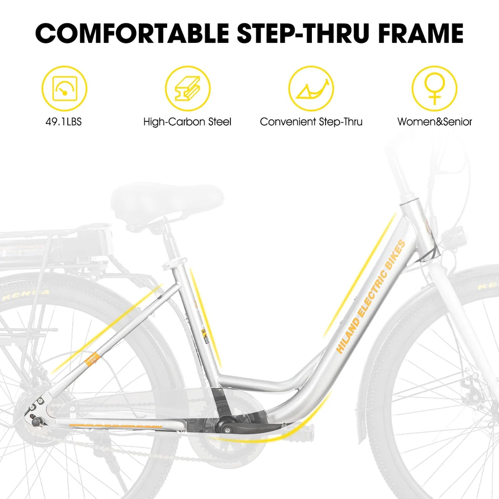 Electric Cruiser Bike 26 36V 7.8 Ah Removable Battery 500W Black G98022