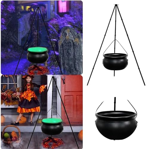 Black Plastic Cauldron with Tripod Stand O27083