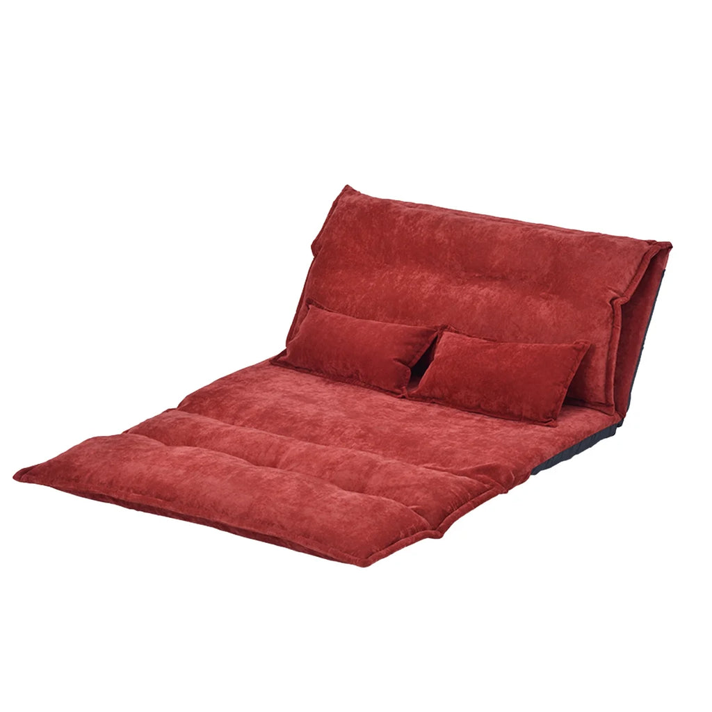 Red Sofa Bed with 5 Way Adjustable Back and Pillows I925