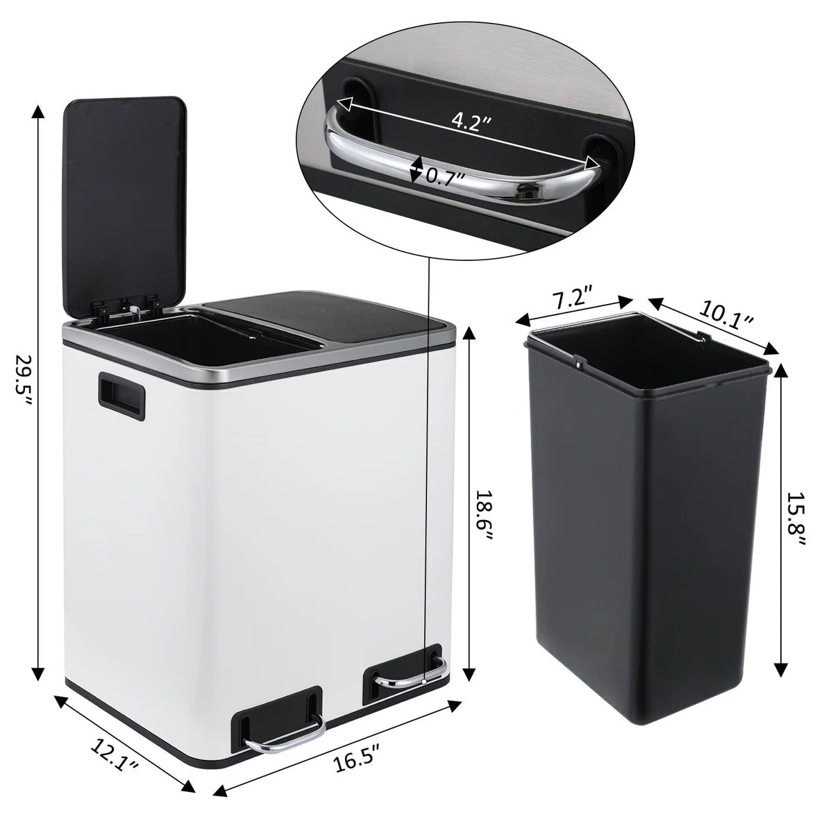 8 Gallon Stainless Steel Step Trash Can L4832