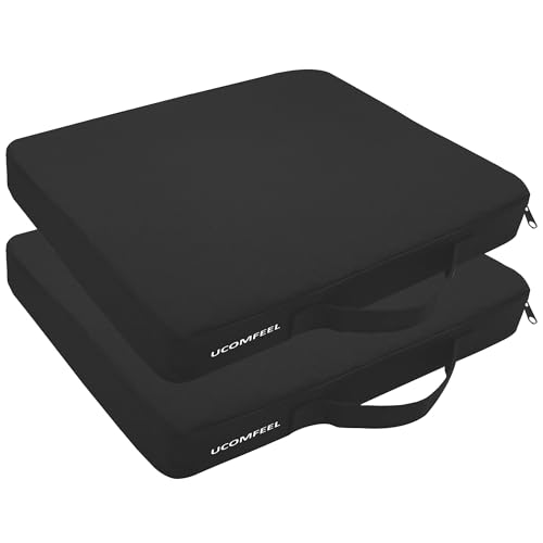 2 Inches Thick Waterproof Oxford Fabric Stadium Seat Cushions Set of 2 (Black) Z626