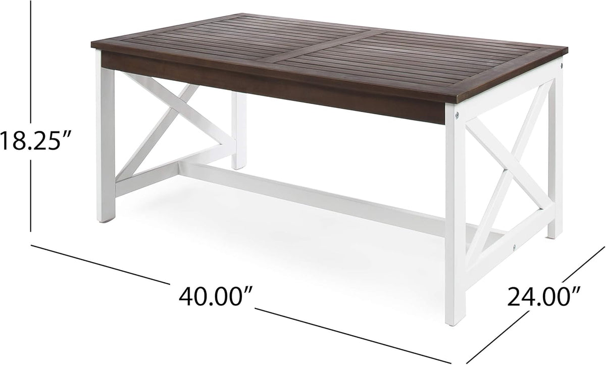 White Base / Dark Brown Top Acacia Wood Coffee Table B9704