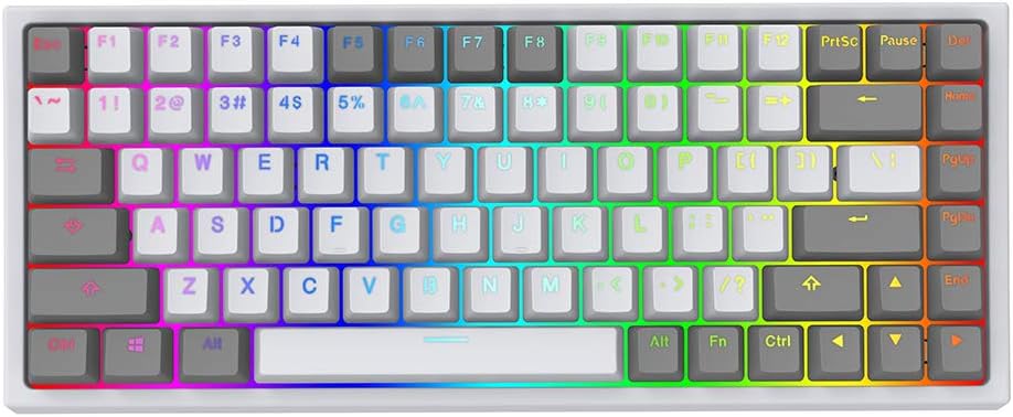 84 Keys Hot Swappable Wired Mechanical Keyboard with PBT Keycaps, RGB, Gateron Blue Switch K4867