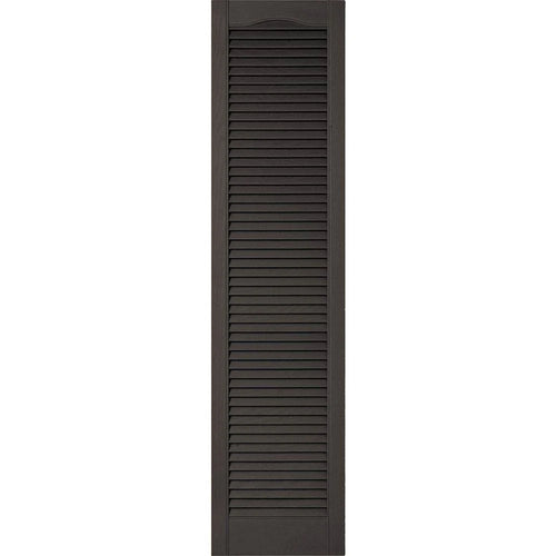 12 inchw x 79 inchh Vinyl Cathedral Top Louver Shutters with Shutter-Loks V27467