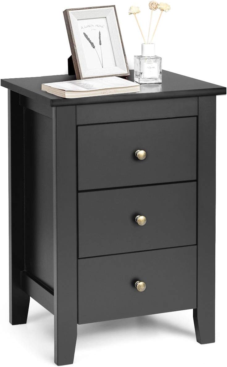 White 3 Drawer Wood Nightstand A924927