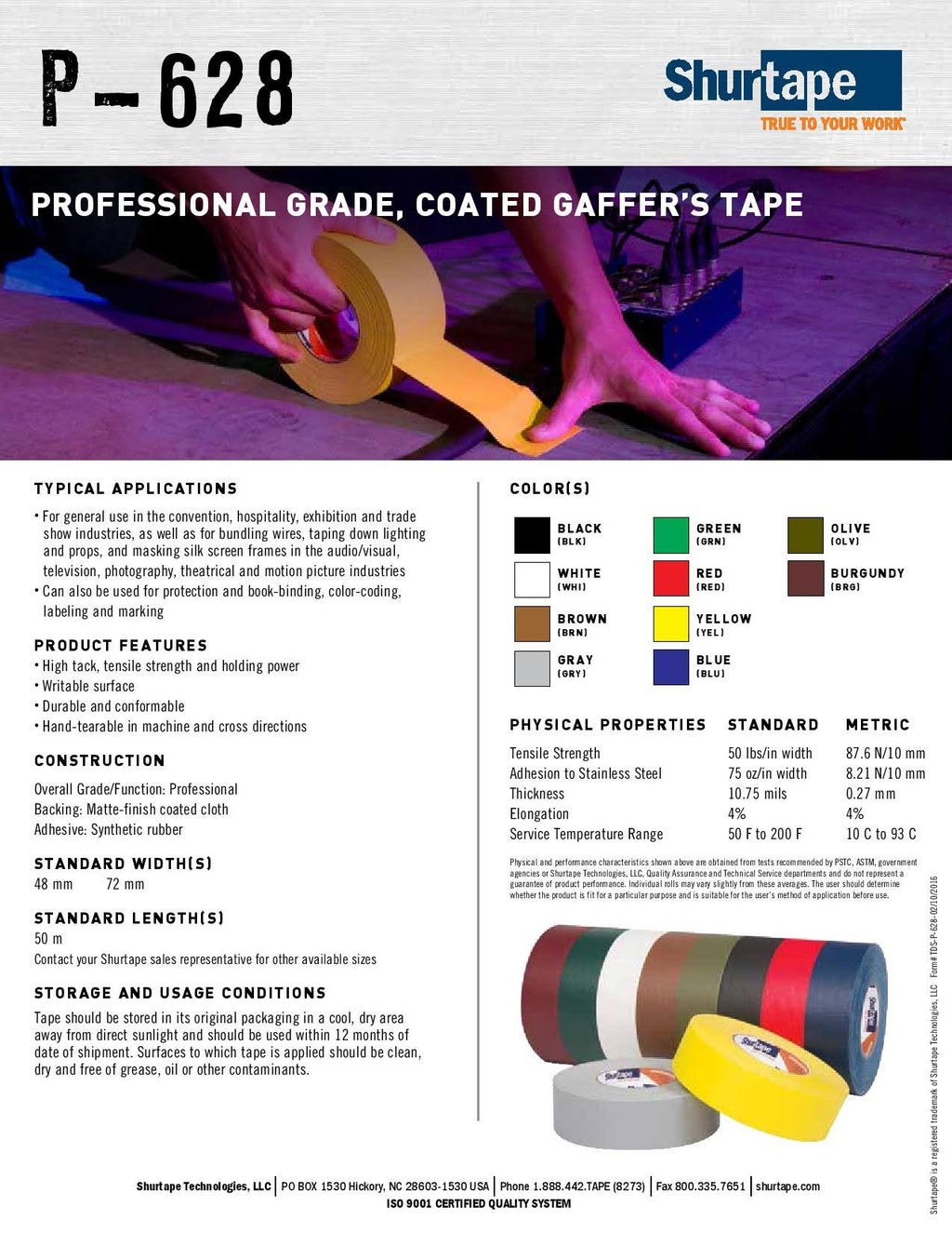 White Gaffers Tape 48mm x 50m Case of 24 Rolls V35494
