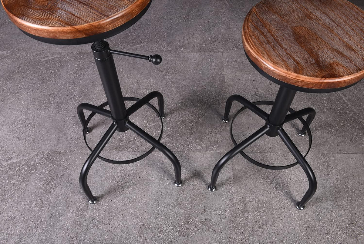 Set of 2 Black Metal Adjustable Barstools J105503
