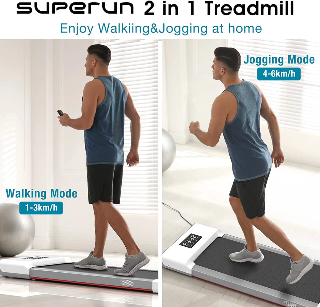 0.6-3.8 MPH 2 in 1 Walking Treadmill White O4717