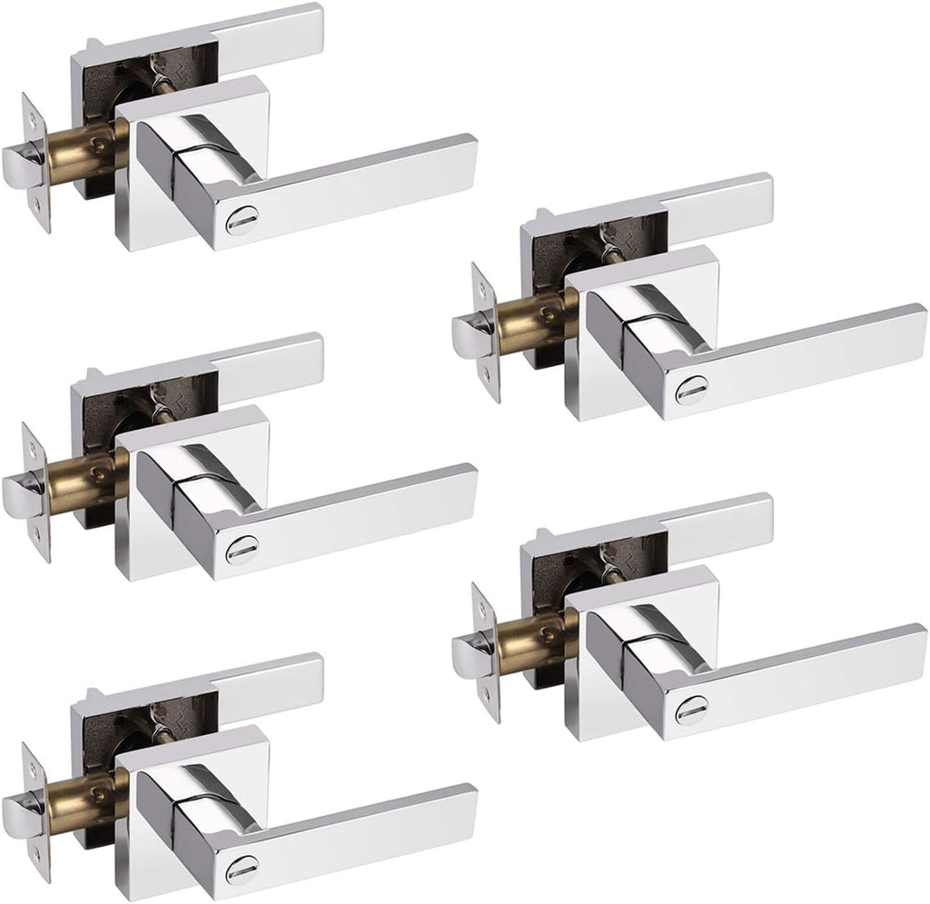 Polished Chrome Square Privacy Levers 5 Pack Z88812