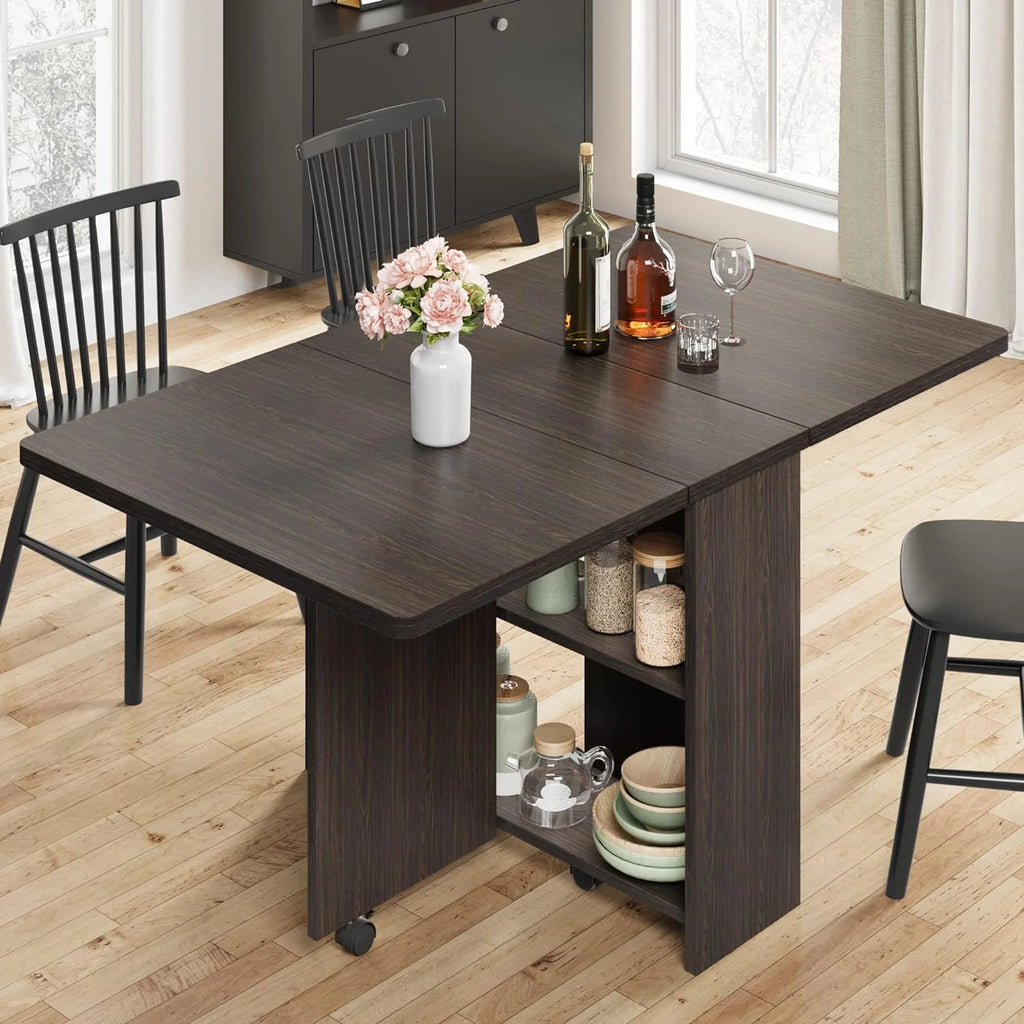 Space Saving Folding Dining Table with 2 Tier T736355