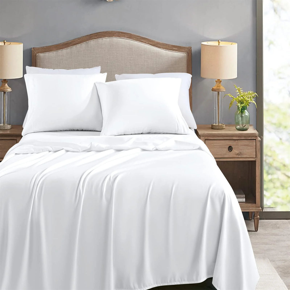 White Cooling Microfiber Twin Size Flat Sheets 6-Pack A726