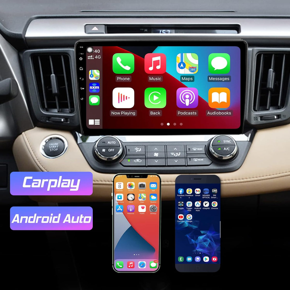 Android 10.0 Car Stereo for Toyota RAV4 2013-2018 10 Inch Touchscreen CarPlay Navigation M3286