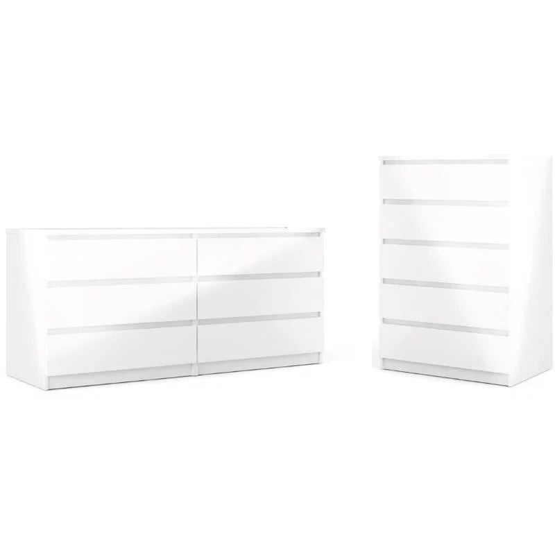 2 Piece 5 Drawer Chest and 6 Drawer Double Dresser E9003