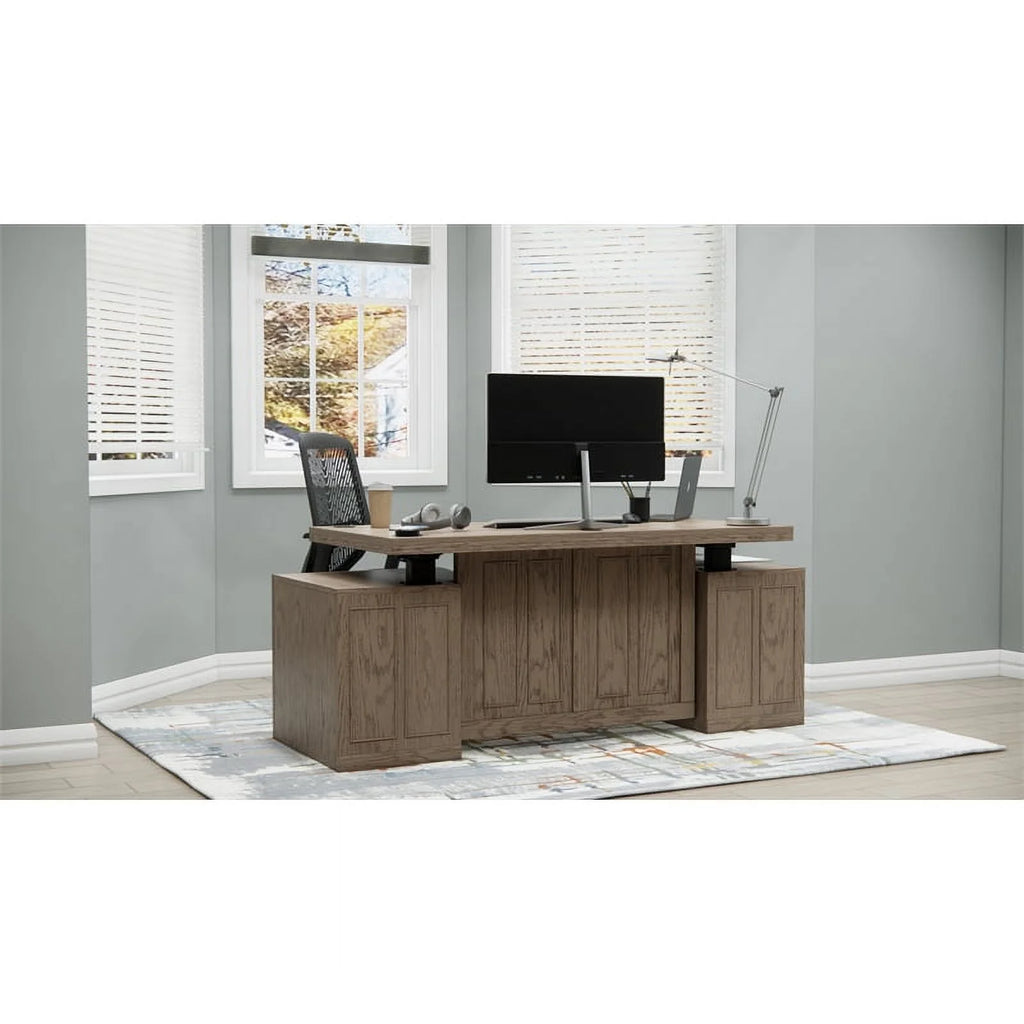 Gray Adjustable Height Sit-Stand Storage Desk with Drawers F999