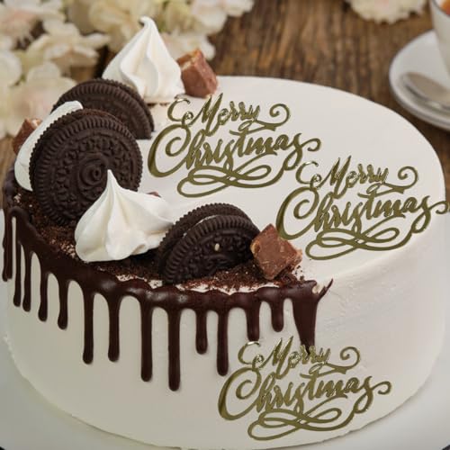 Gold Acrylic Mirror Christmas Cake Toppers 10Pcs P51291