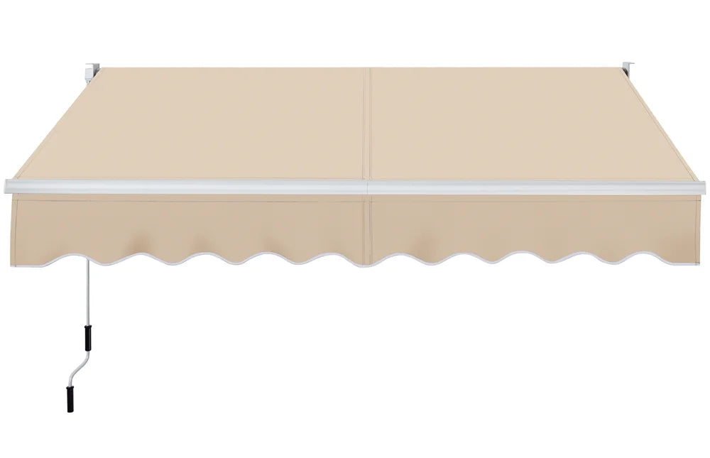 Beige Retractable Patio Sun Shade Awning with Hand Crank E838