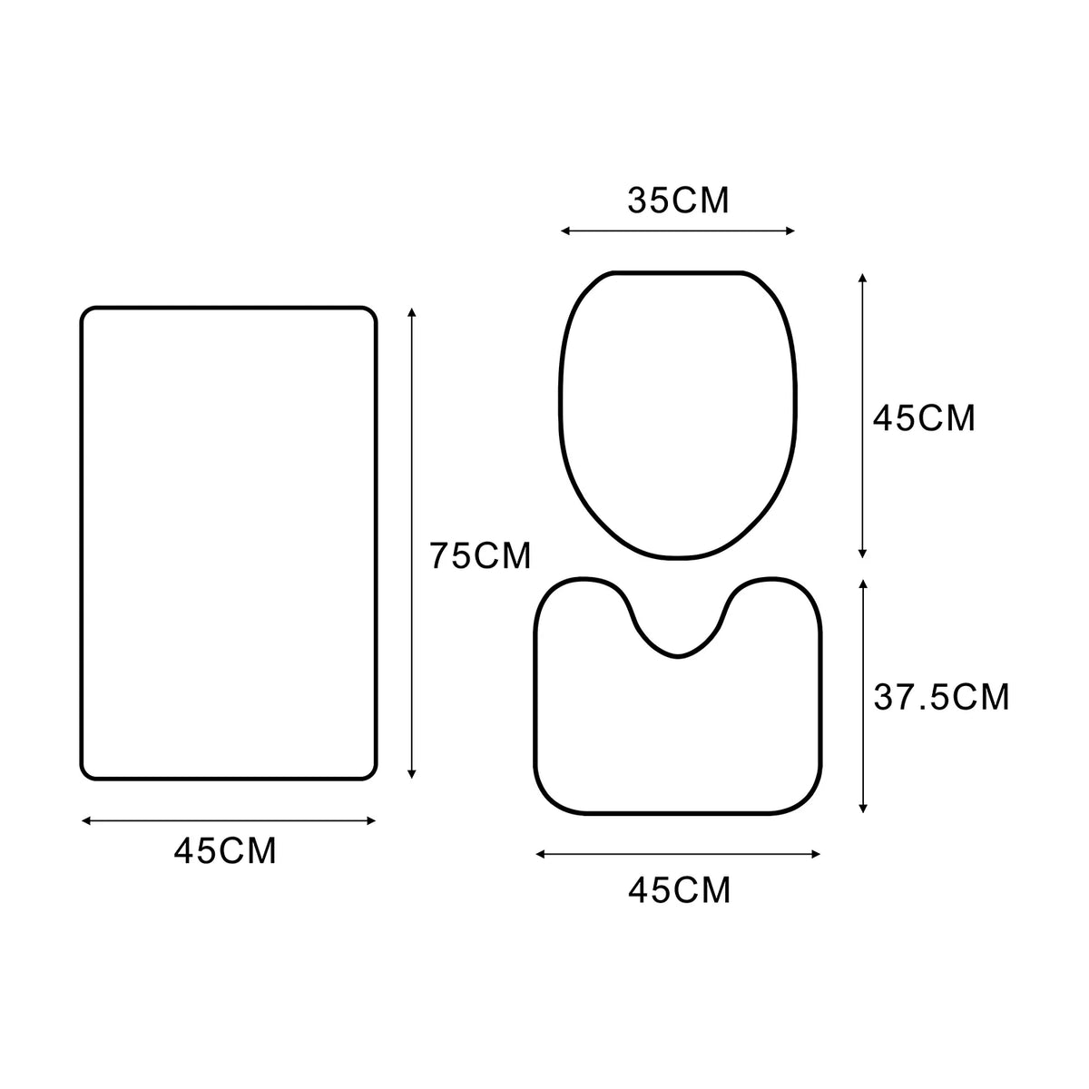 3 Piece Bathroom Rugs Set with Contour Mat and Toilet Lid Cover K538320
