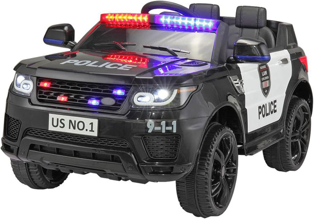 Black 12V Kids Ride On Police Car Electric with Remote Control O2859
