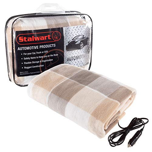 12-Volt Heated Car Blanket Black Plaid Z52254