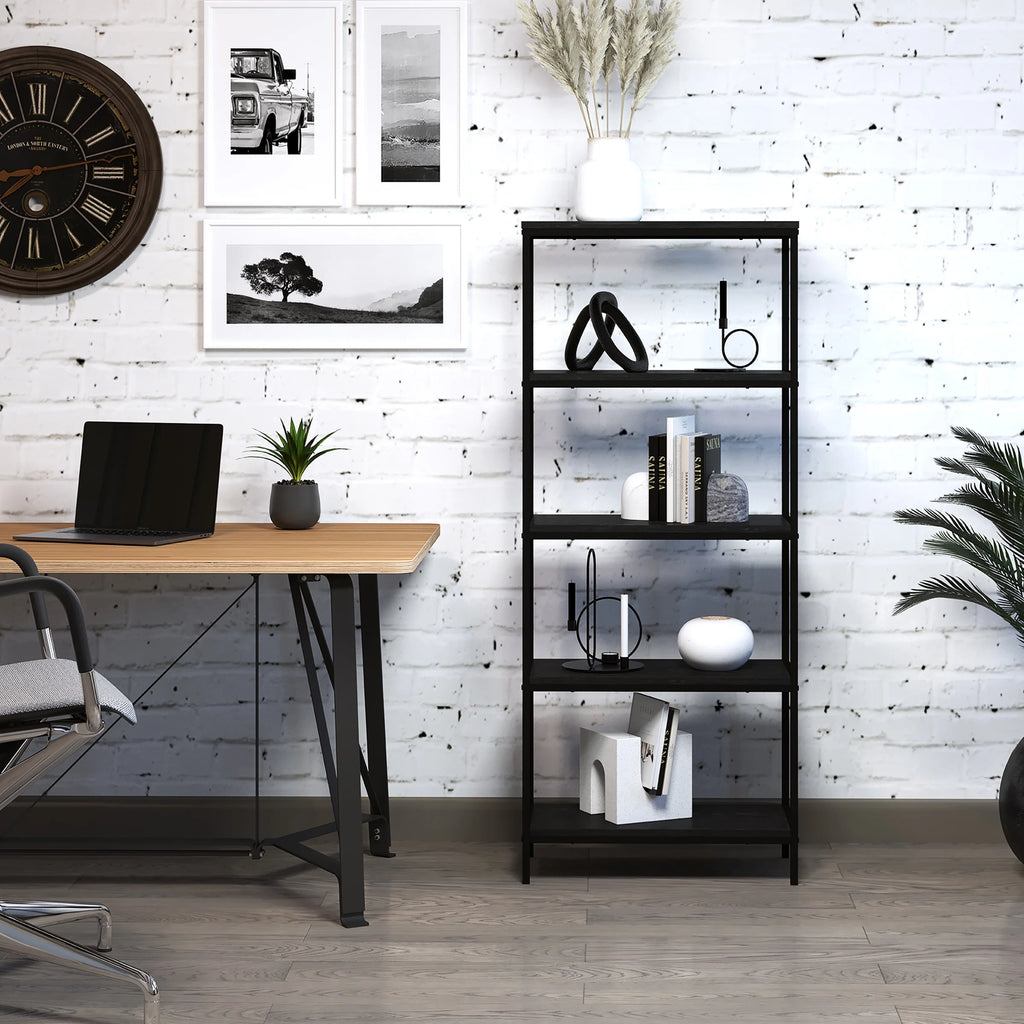 5-Tier Black Woodgrain Bookshelf S61864