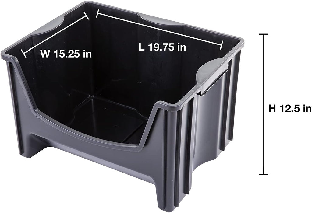 Black Pack of 3 Stackable Storage Bins E488205