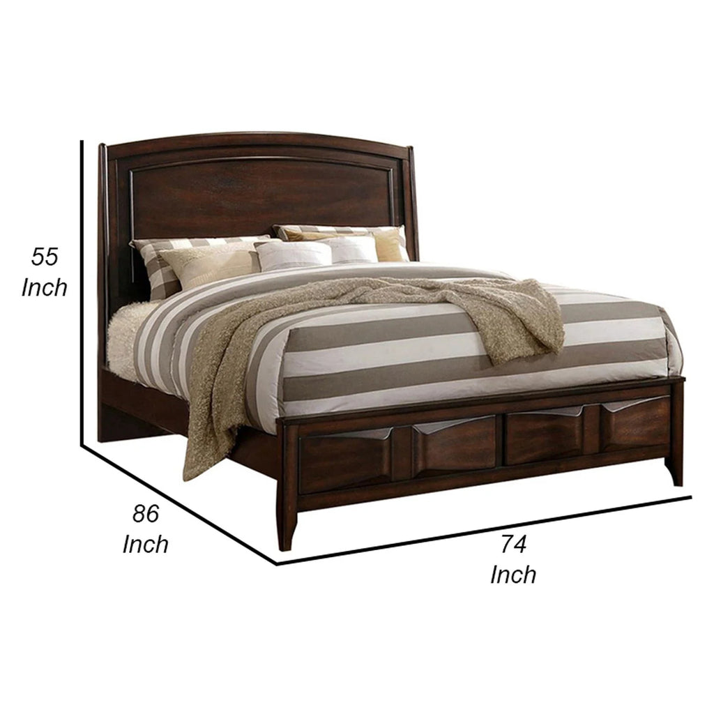 Oak Brown Wooden C.King Bed with 3D Design R80014