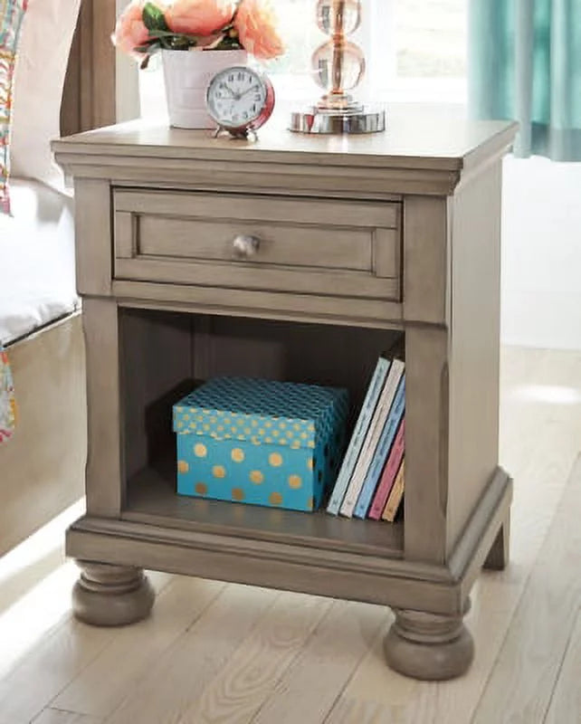 Light Gray 1 Drawer Nightstand V3277
