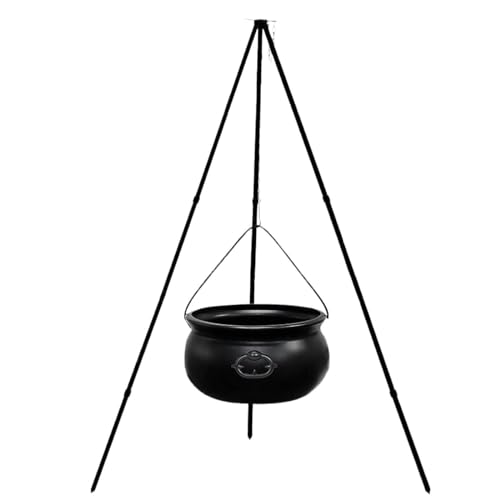 Black Plastic Cauldron with Tripod Stand O27083