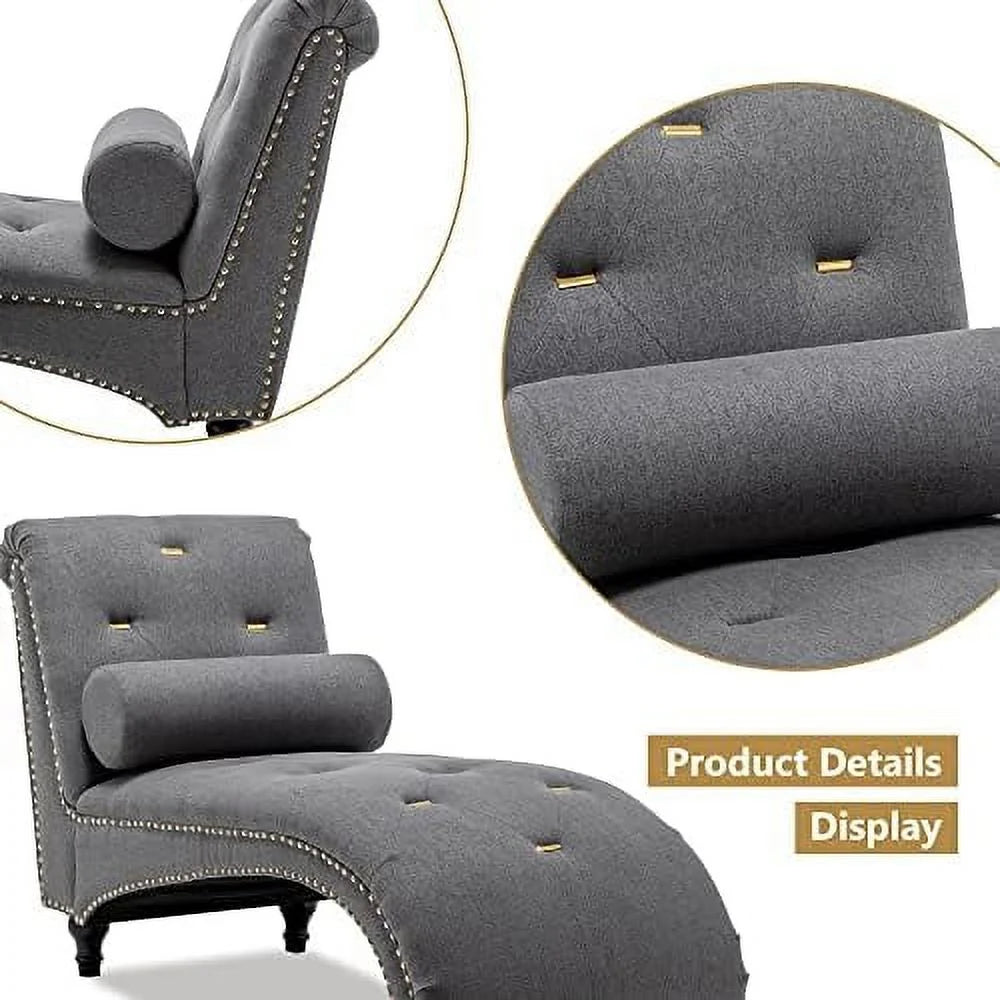 Gray Upholstered Chaise Lounge Chair L759