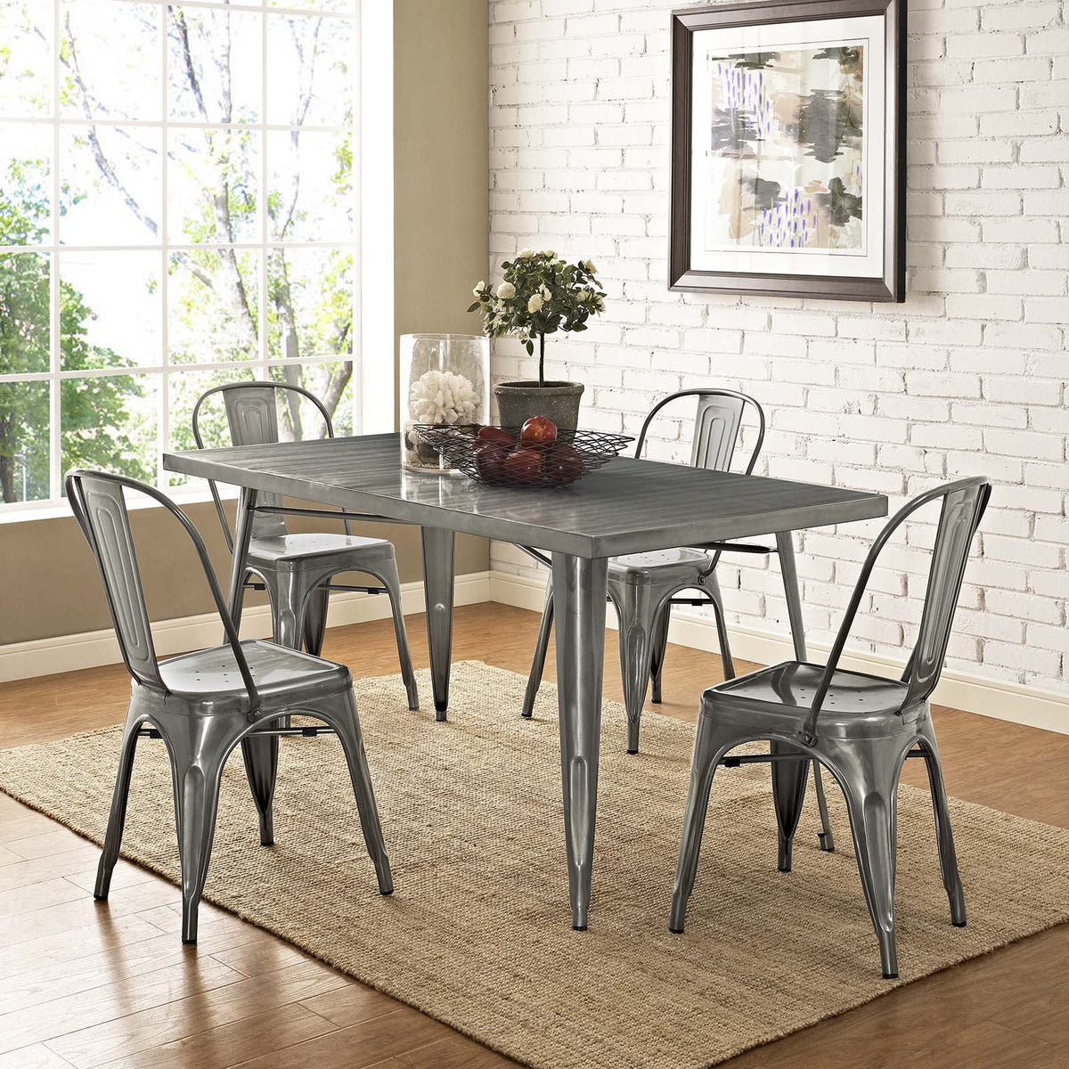 Set of 4 Silver Metal Dining Chair F59954