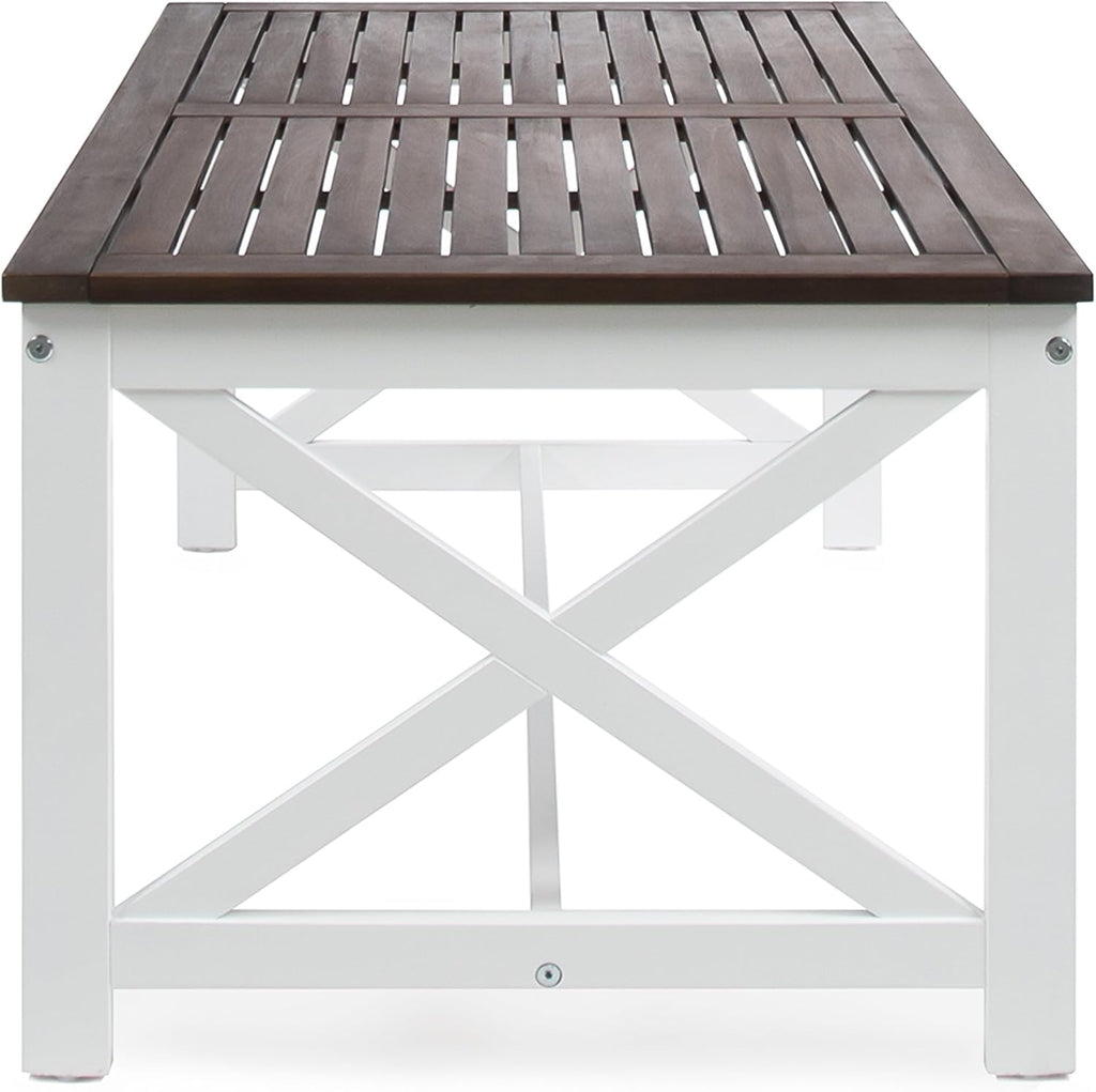 White Base / Dark Brown Top Acacia Wood Coffee Table B9704