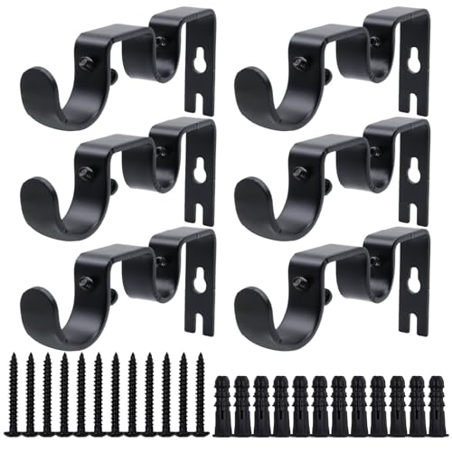 Gold Metal Curtain Rod Bracket 6 Pack for 1 Inch Curtain Rod O53818