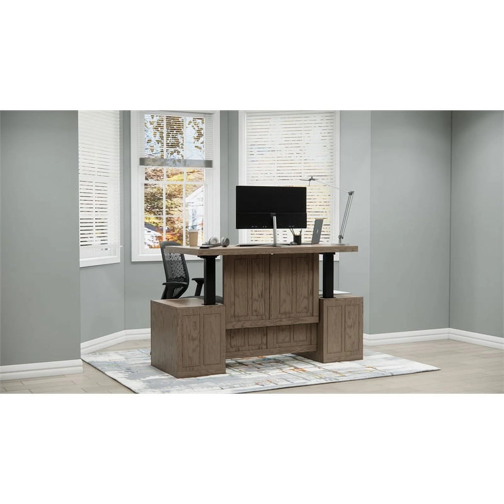 Gray Adjustable Height Sit-Stand Storage Desk with Drawers F999