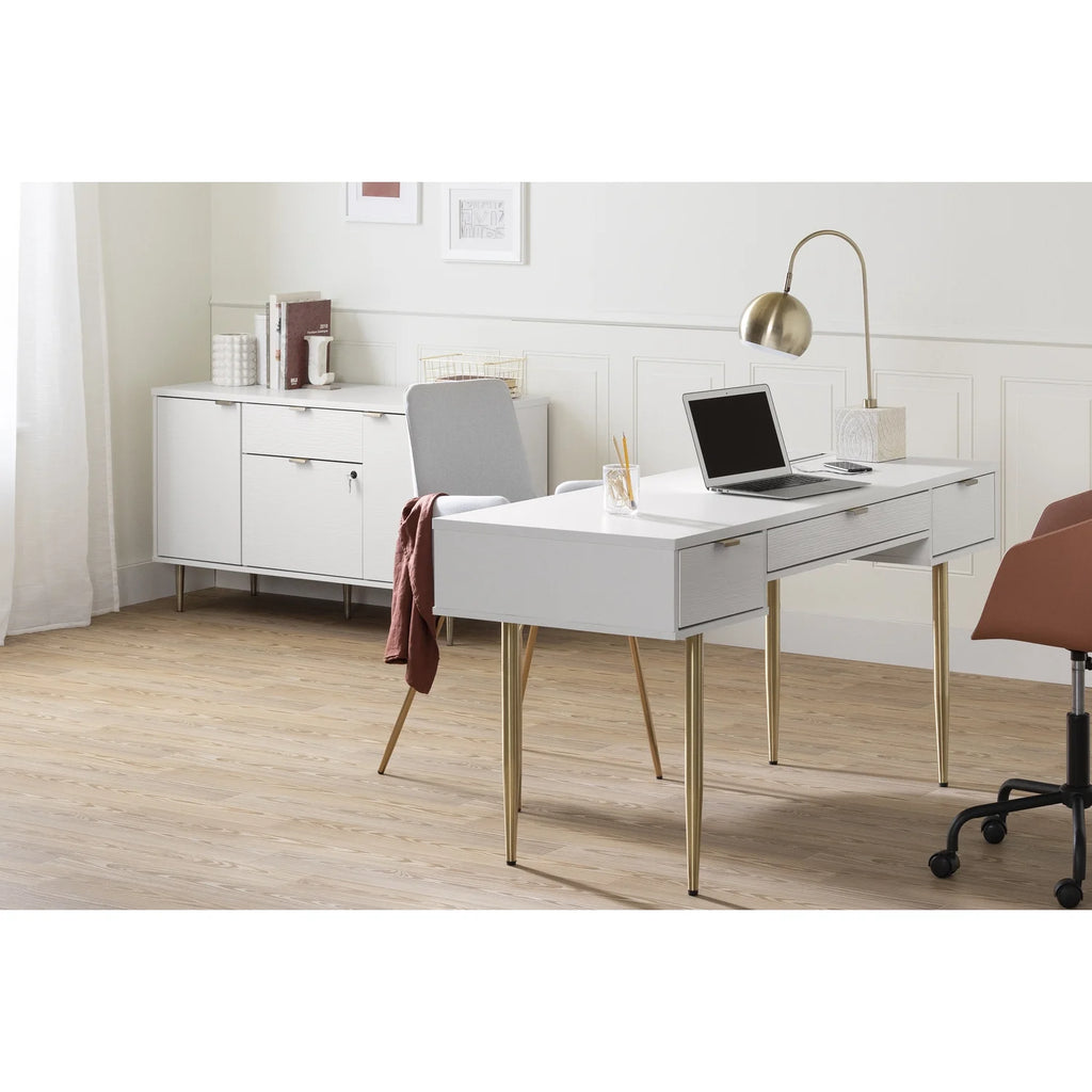 White Engineered Wood Desk F9277