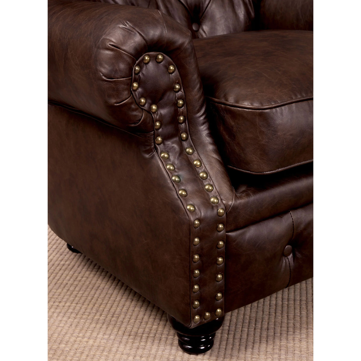 Brown Faux Leather 2-seater Loveseat Sofa E4674