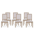 Light Gray Natural Wood Upholstered Dining Chairs Set of 6 G74539