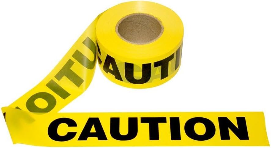 Yellow Caution Barricade Tape, 3 in. x 1000 ft. Roll, 12-Pack Pack of 2 G95038