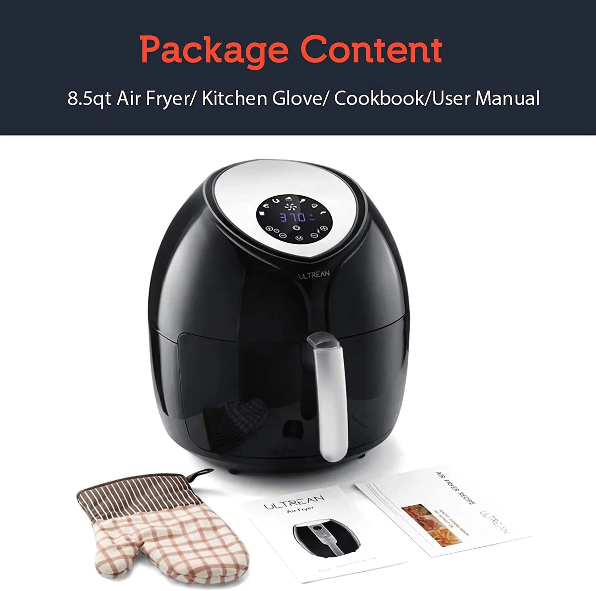 Large Air Fryer 8.5 Quart with Touch Screen (Black) U9885