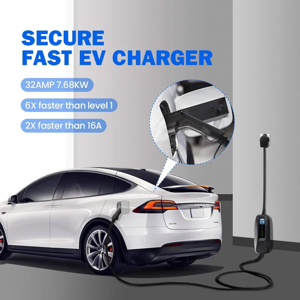 Portable Electric Vehicle Charger, NEMA 6-50 220V-240V 20ft Cable, SAE J1772 L5604