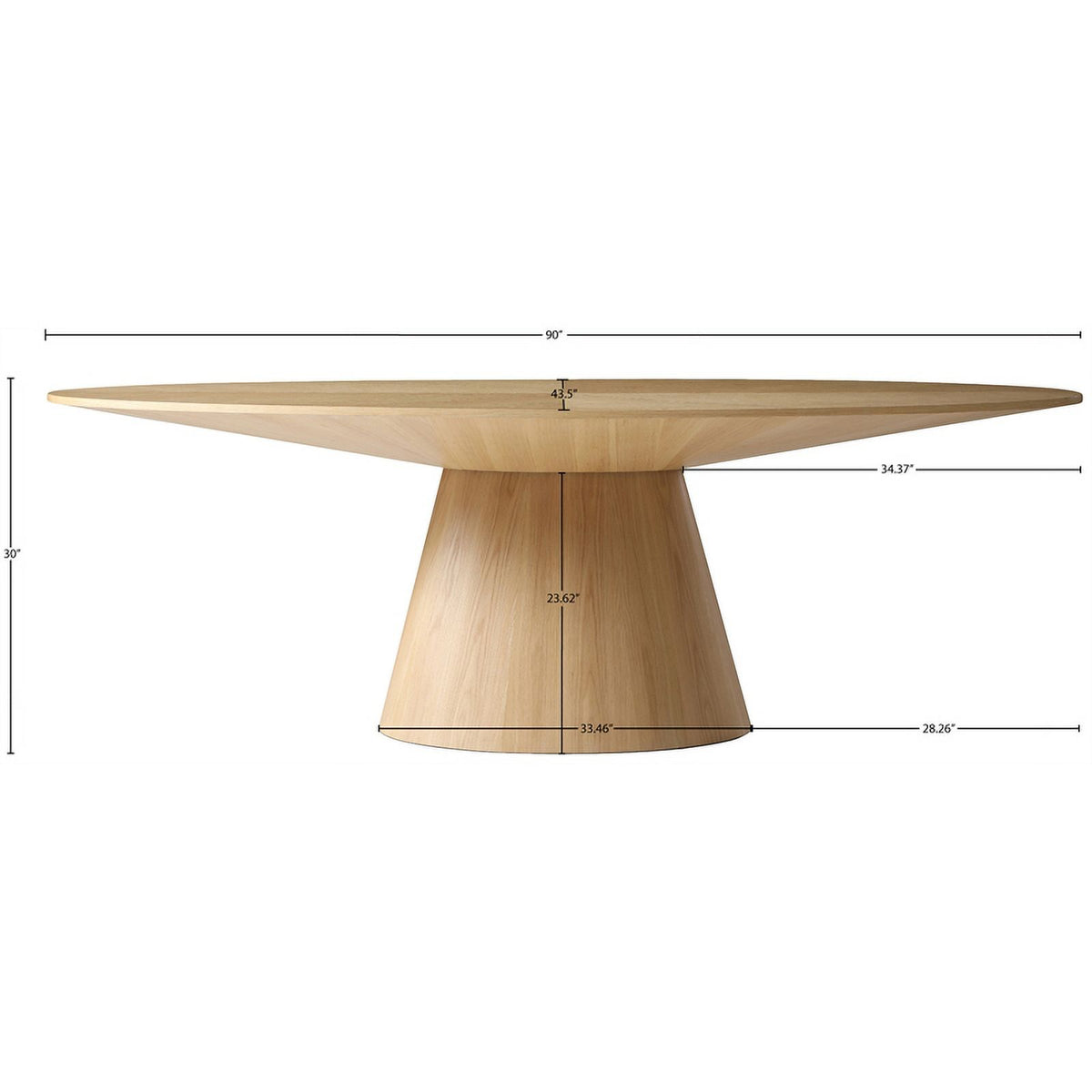 Oval Top Wood Veneer Dining Table in White Oak Z4167