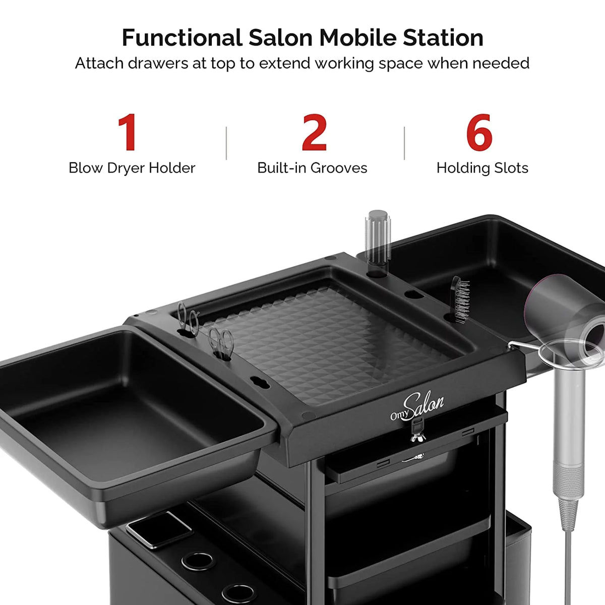 Salon Trolley with Lock 6 Drawers, Rolling Cart P4940