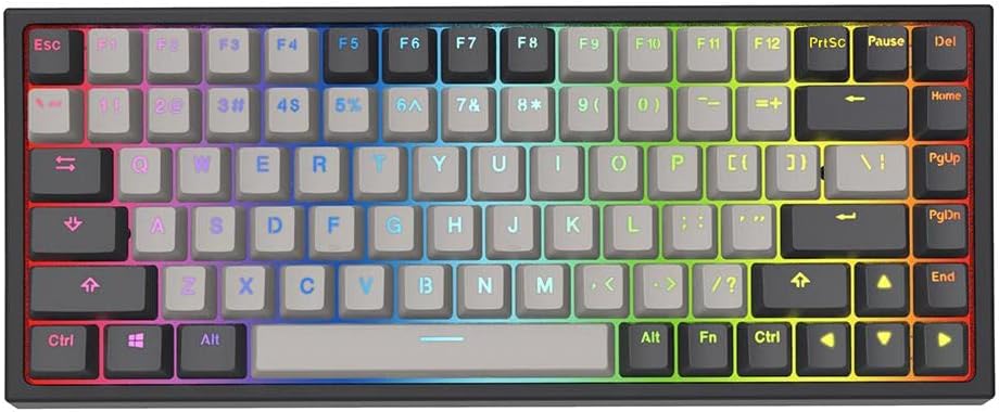 84 Keys Hot Swappable Wired Mechanical Keyboard with PBT Keycaps, RGB, Gateron Blue Switch K4867