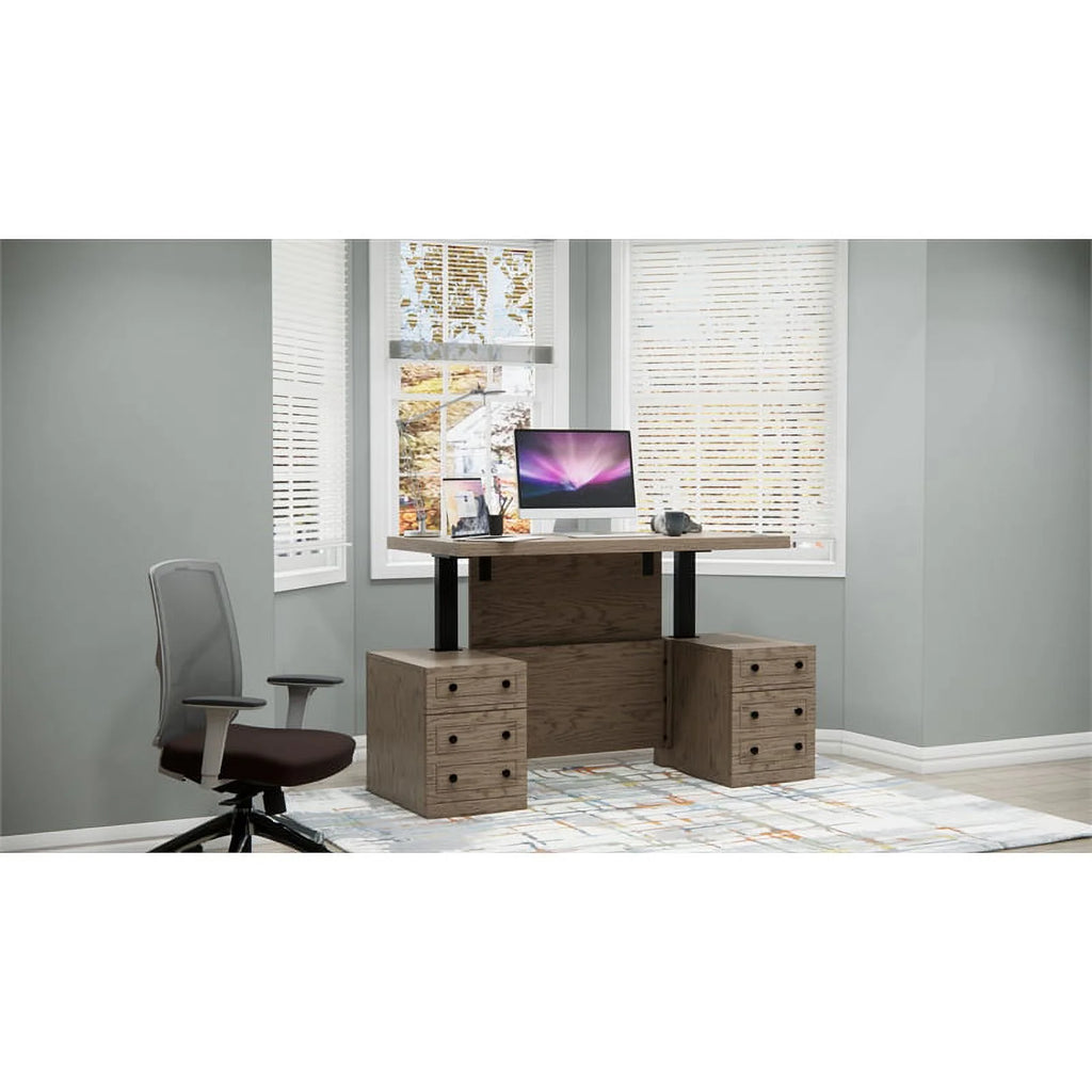 Gray Adjustable Height Sit-Stand Storage Desk with Drawers F999