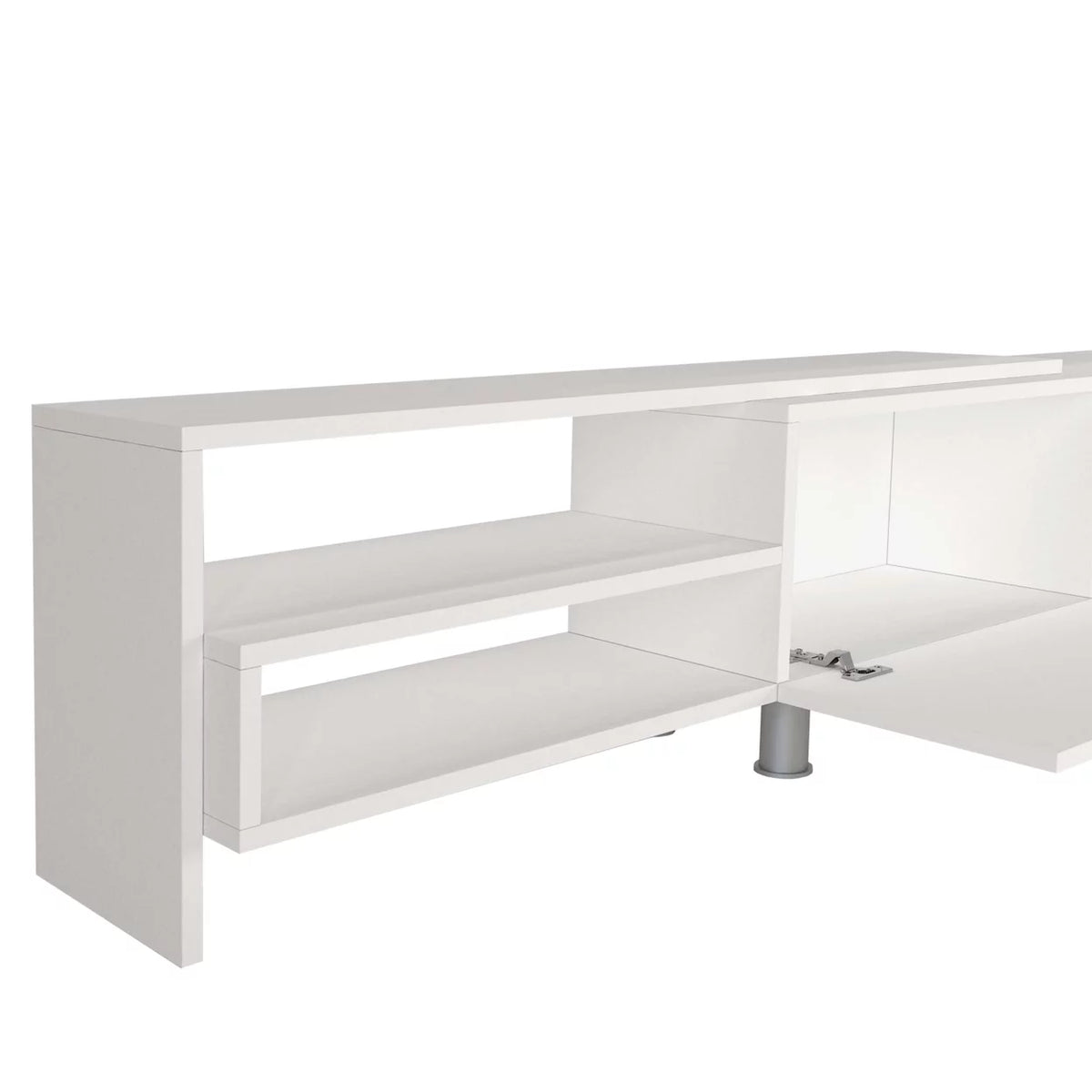 72 Inch White Wood TV Console with Storage 3 Piece Set V4808