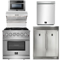 30 Inch Gas Range, Wall Mount Range Hood, Refrigerator, Microwave Drawer, Dishwasher K4386