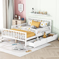 White Wood Full Bed Frame with Storage Drawers L6348