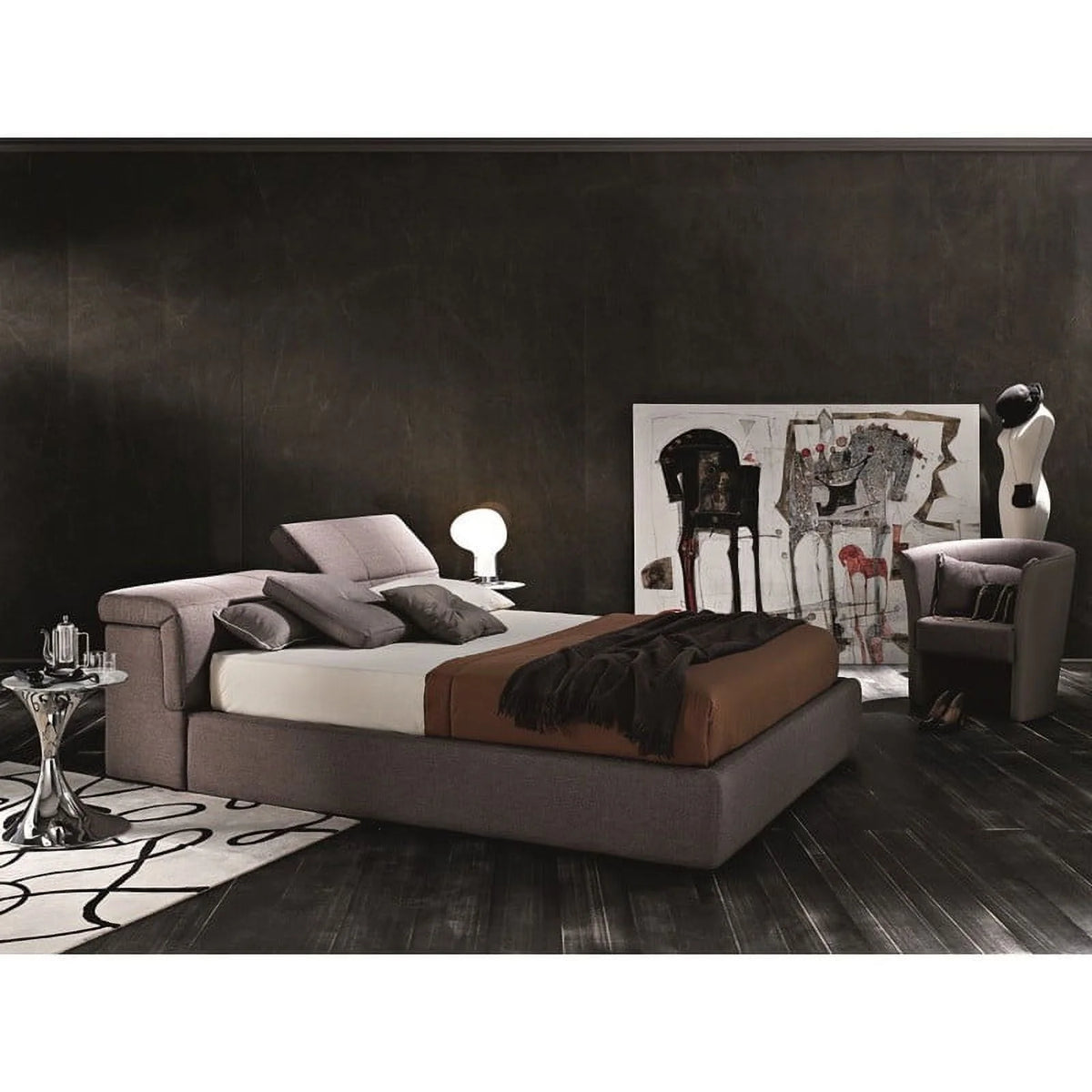 Queen Size Taupe Storage Bed K353657
