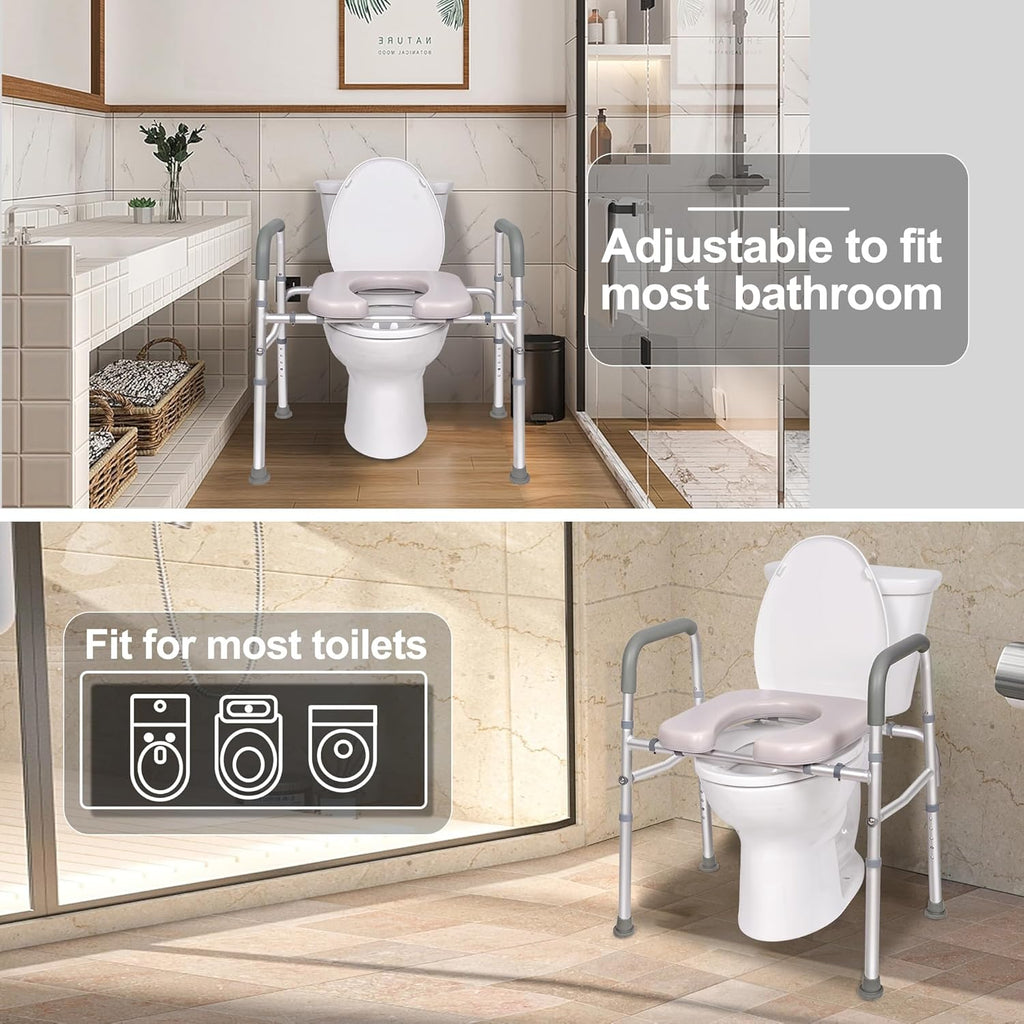 Raised Toilet Seat with Handles, Width Adjustable, 400 lbs M308206