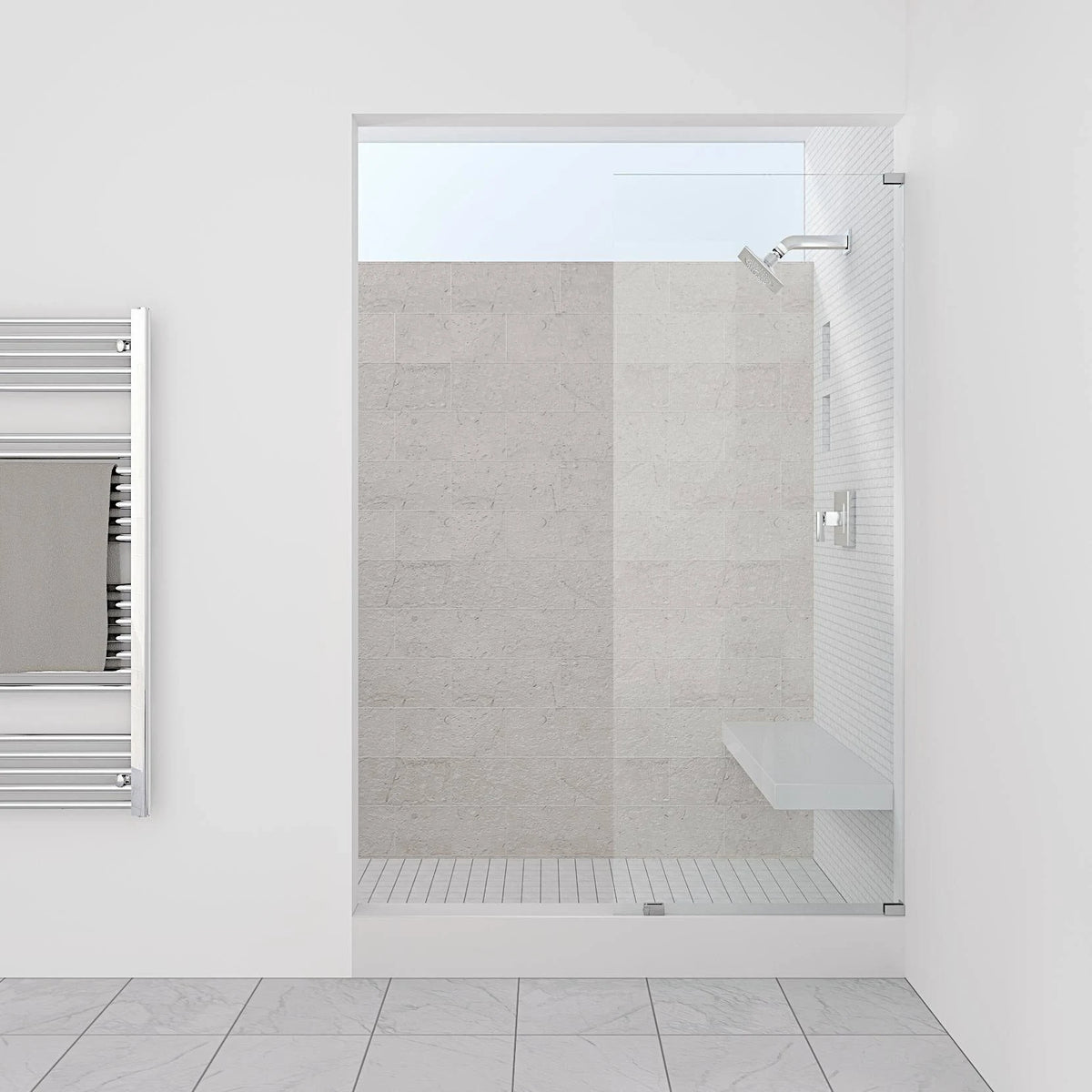 Frameless Fixed Glass Shower Panel Matte Black W77012