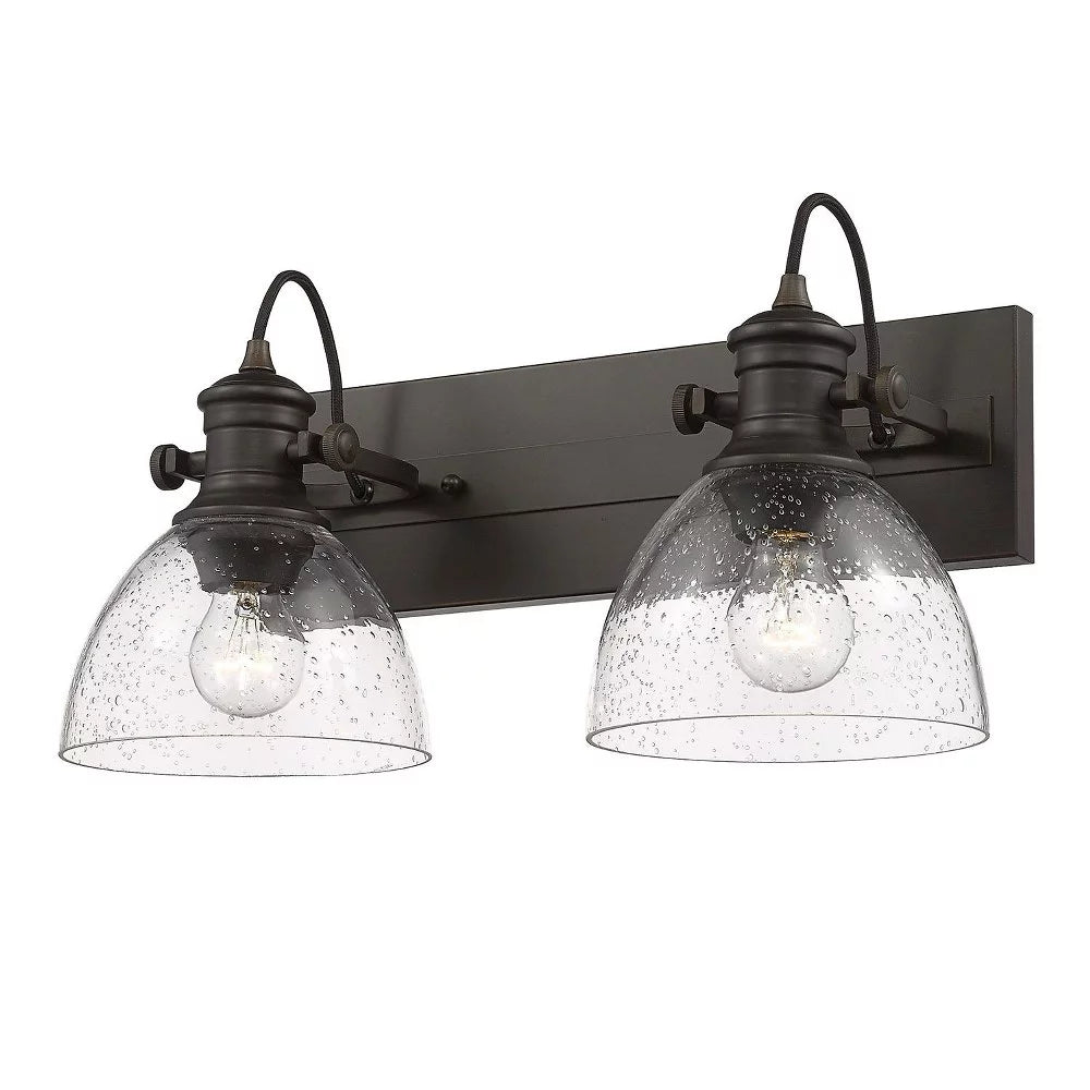 2 Light Semi-Flush Mount Pewter Seeded Glass I721
